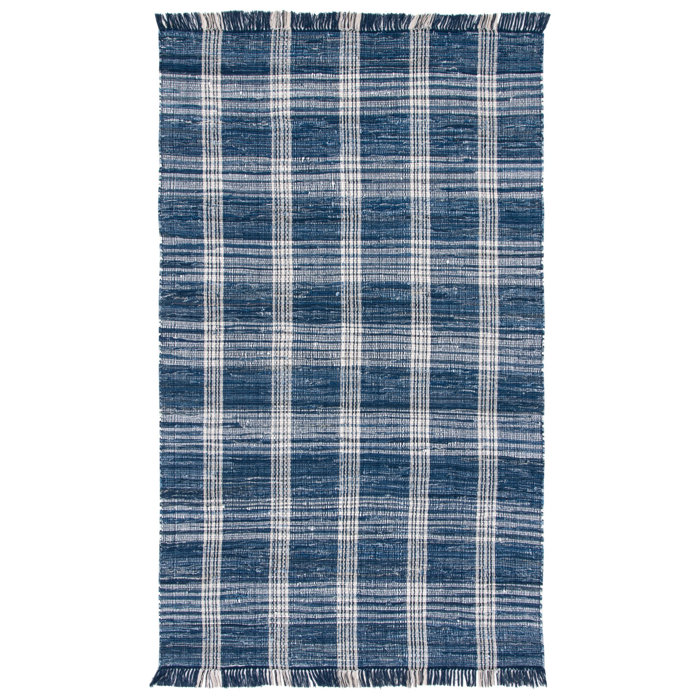 Sand & Stable Londyn Striped Handmade Flatweave Cotton Navy/Beige/Gray